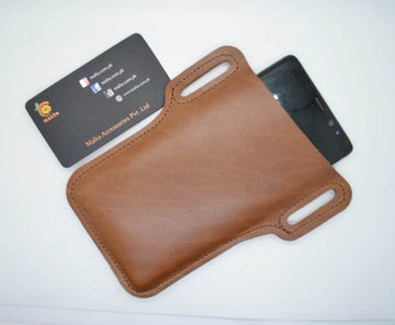 leather belt pouch for mobile(brown)
